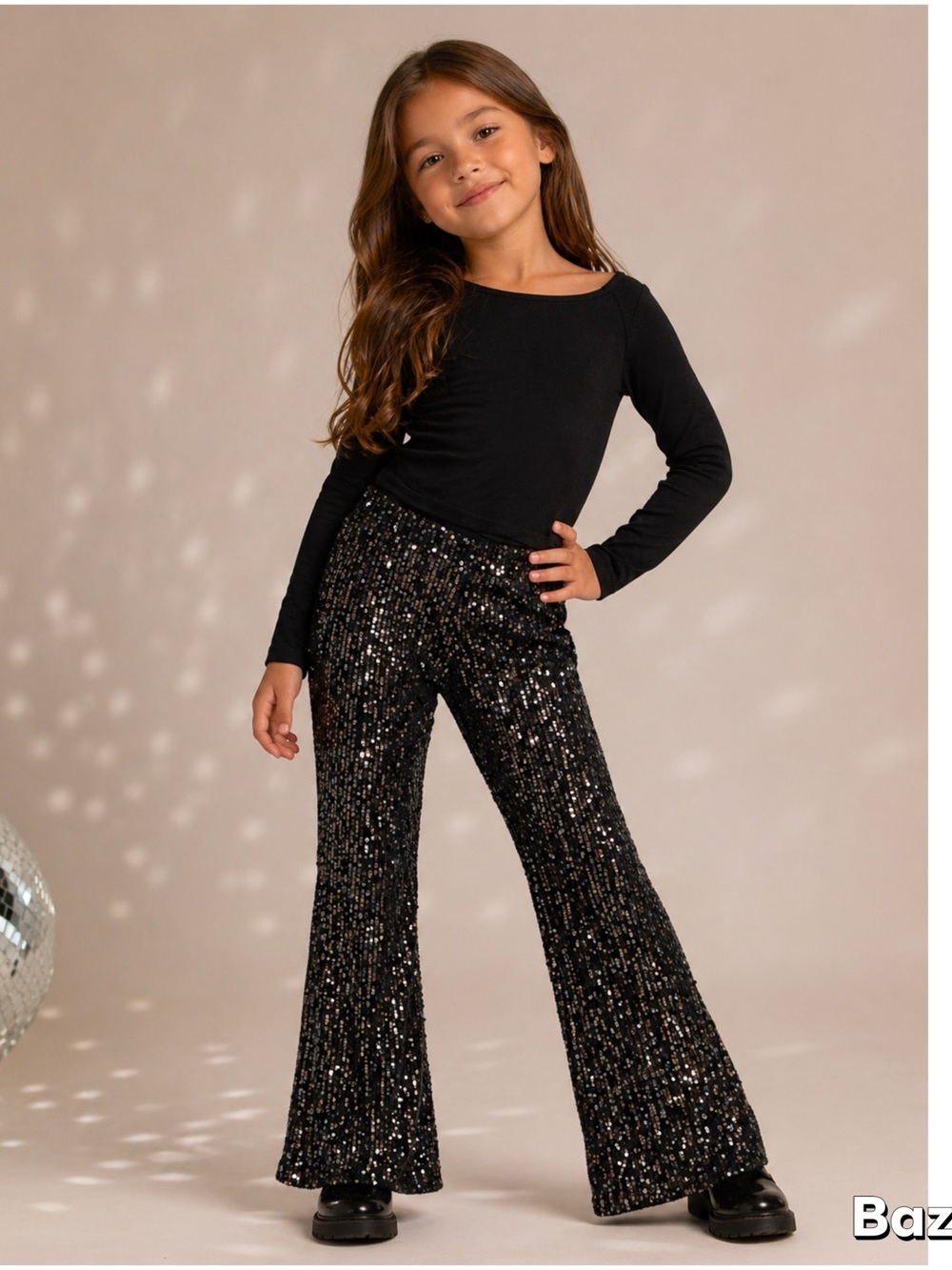 Sz 6/7 Stretch Flare sequin pants cat & jack
